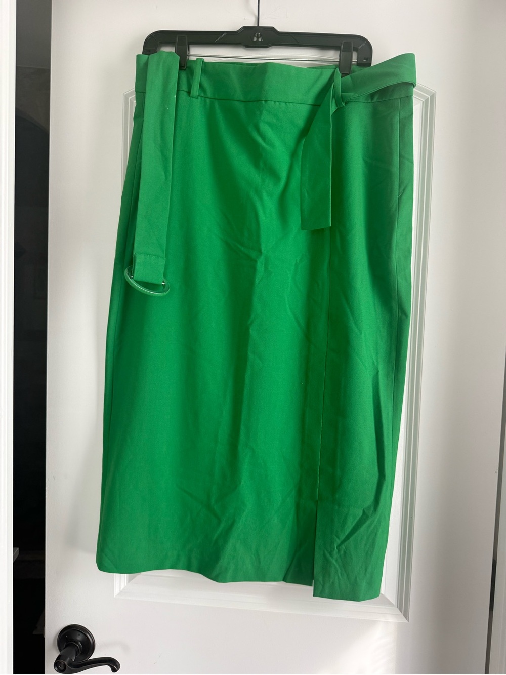 Zara Kelly Green Wrap Midi Skirt with Waist Tie